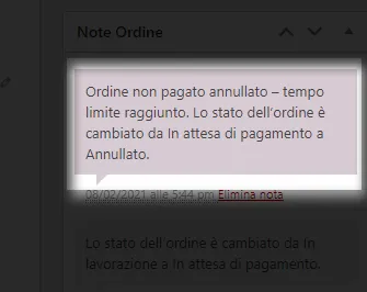 Woocommerce: Ordine non pagato annullato – Tempo limite raggiunto