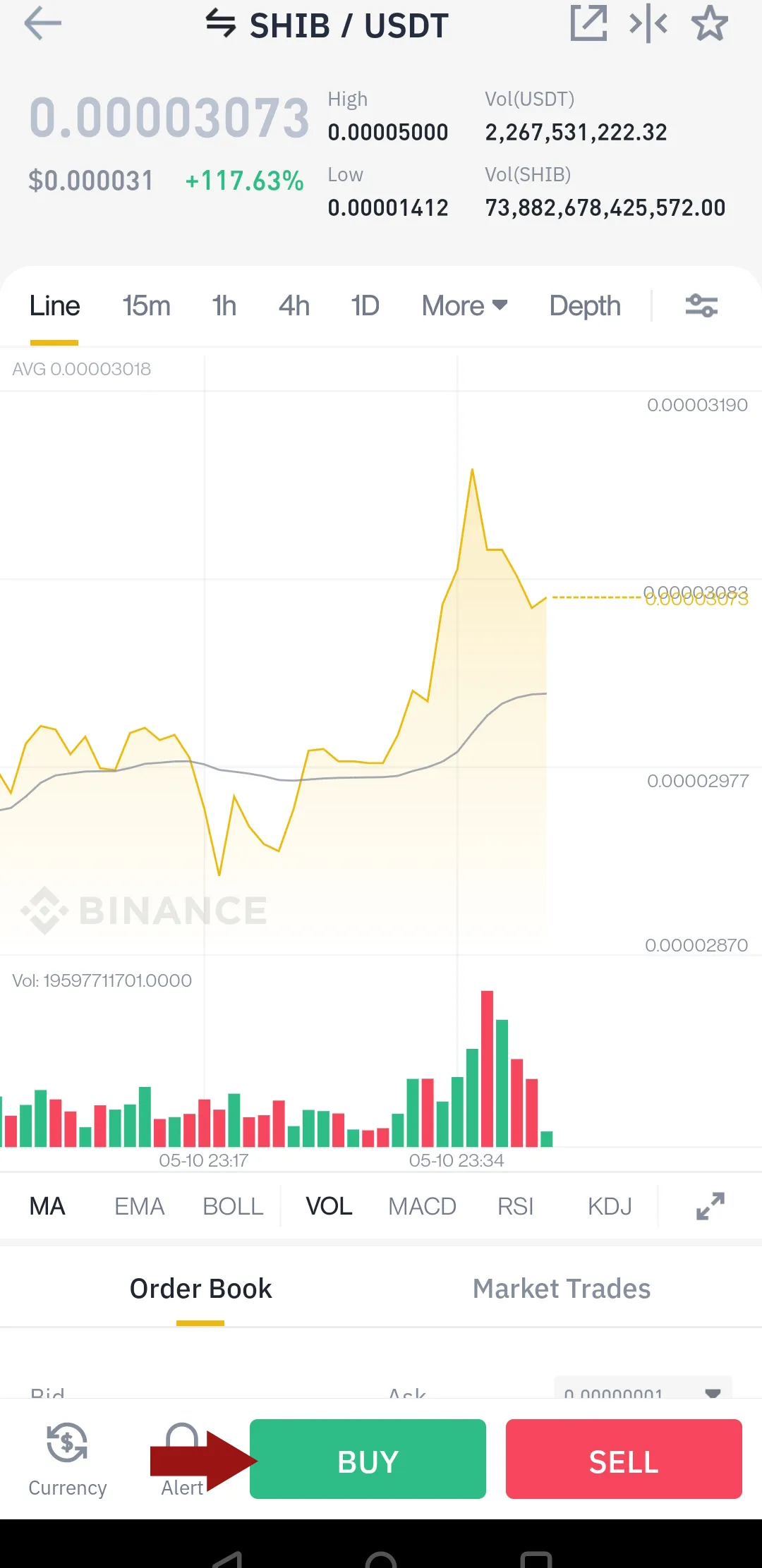 Utilizza il pulsante buy