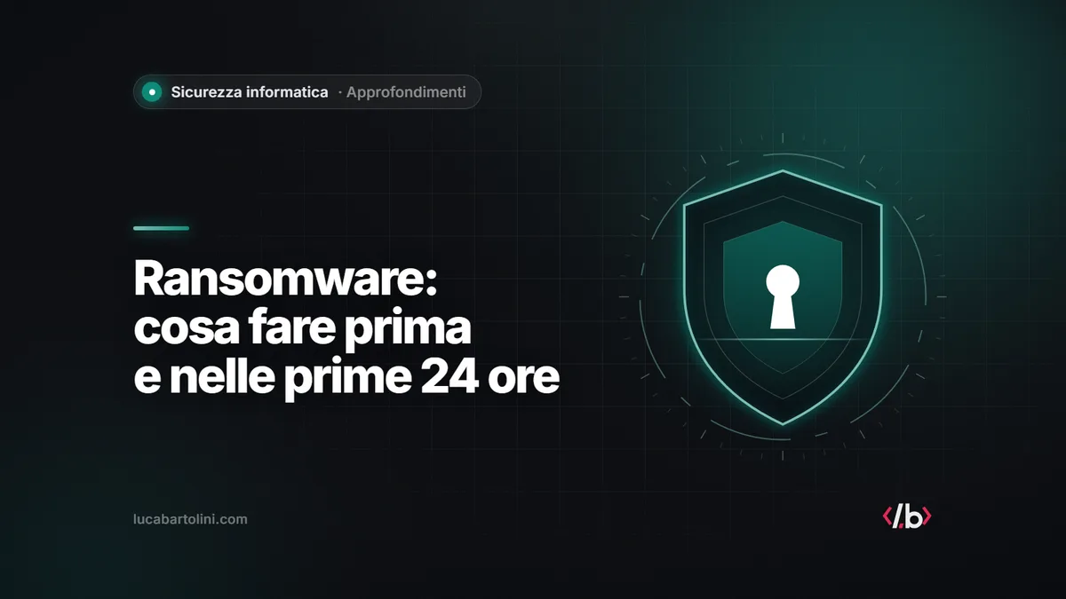 Ransomware nelle PMI: backup che reggono, piano di risposta e prime 24 ore